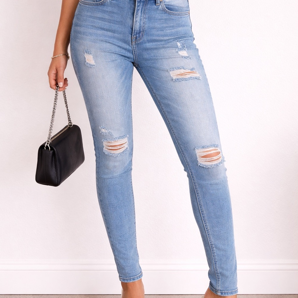 KanCan Distressed Skinny Jeans Light Wash Stretch Denim Size 26 - Picture 5 of 5